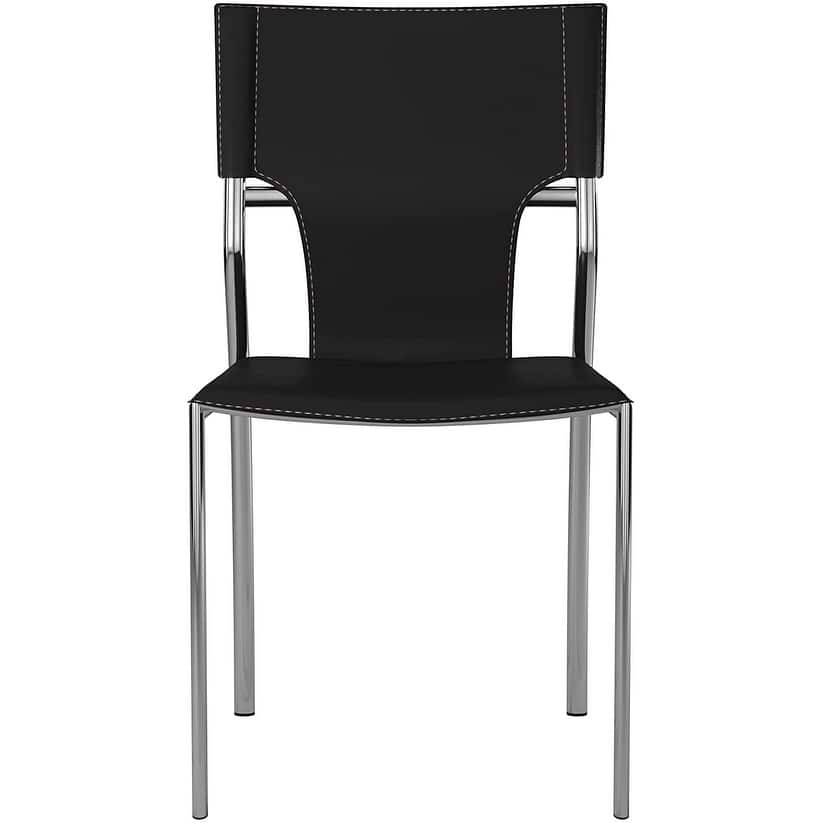 Dining Leather with Protective Coating Chair, Chrome Legs, Set of 4