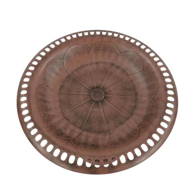 Bronze Pedestal Birdbath w/ Scrollwork Base and Ground Stake