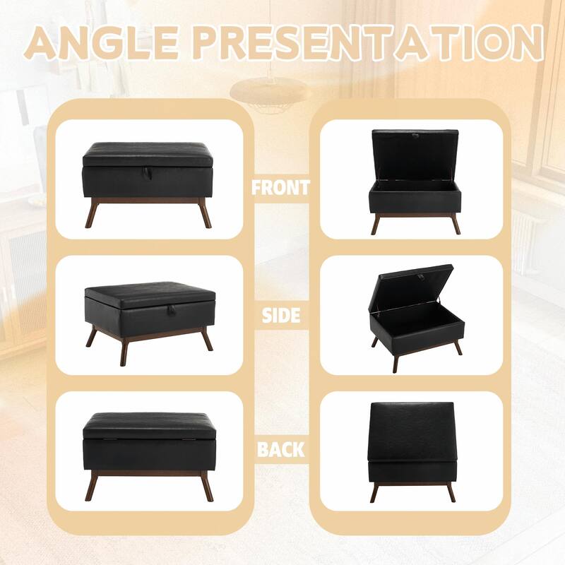 Mid-Century Modern Square Coffee Table with Storage Bench