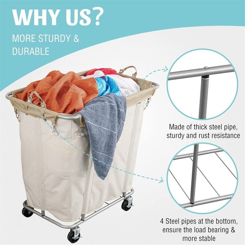 Laundry Cart with Wheels - 32.3"L x 19.7"W x 30.7"H