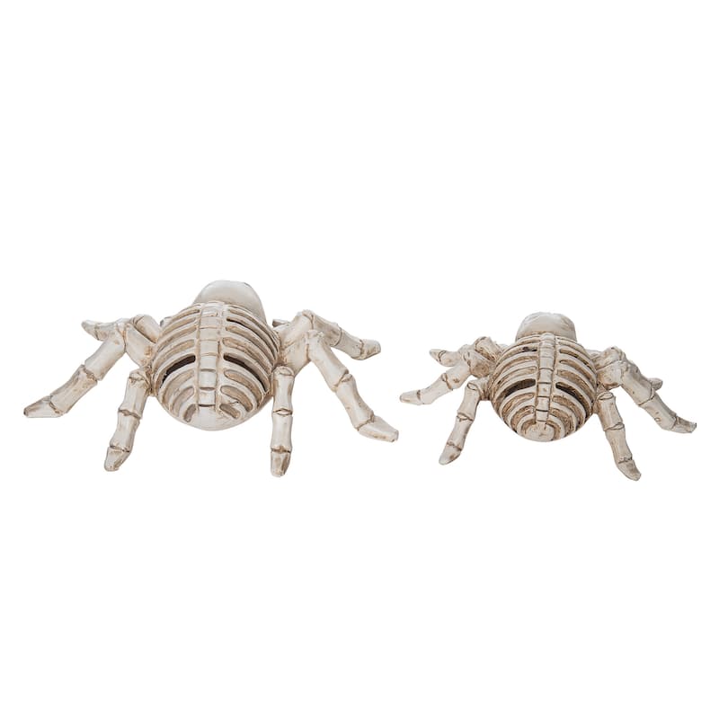 Transpac Resin 7.25 in. Off-White Halloween Skeleton Spiders Set of 2