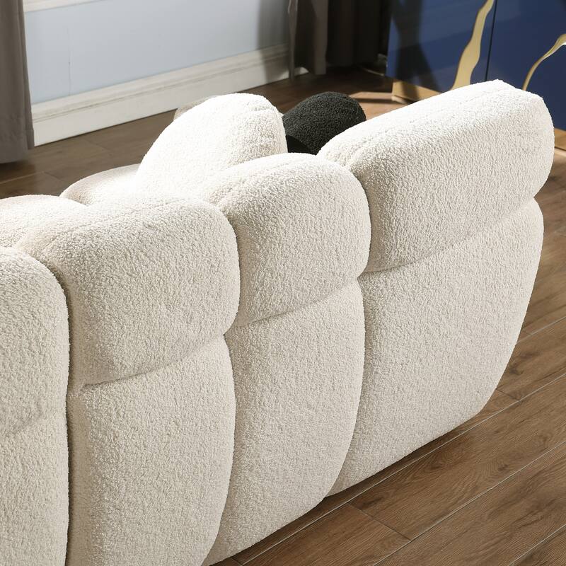 2-Pieces Boucle 5-Seat Sofa Set (3-Seater + Loveseat) with Marshmallow Cushions & Ergonomic Design