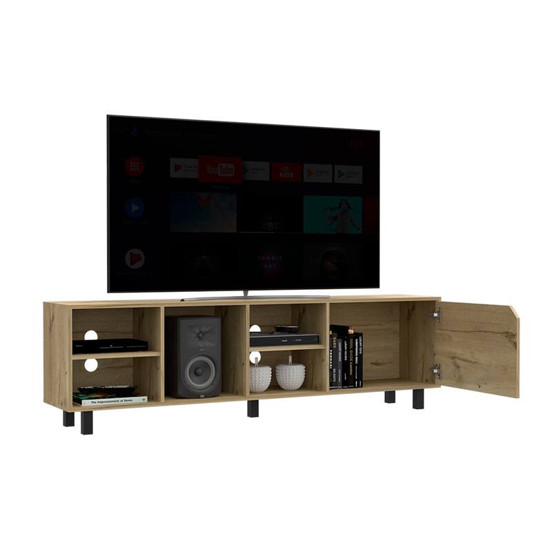 TV Stand for TV´s up 70", Four Open Shelves, Light Oak Finish