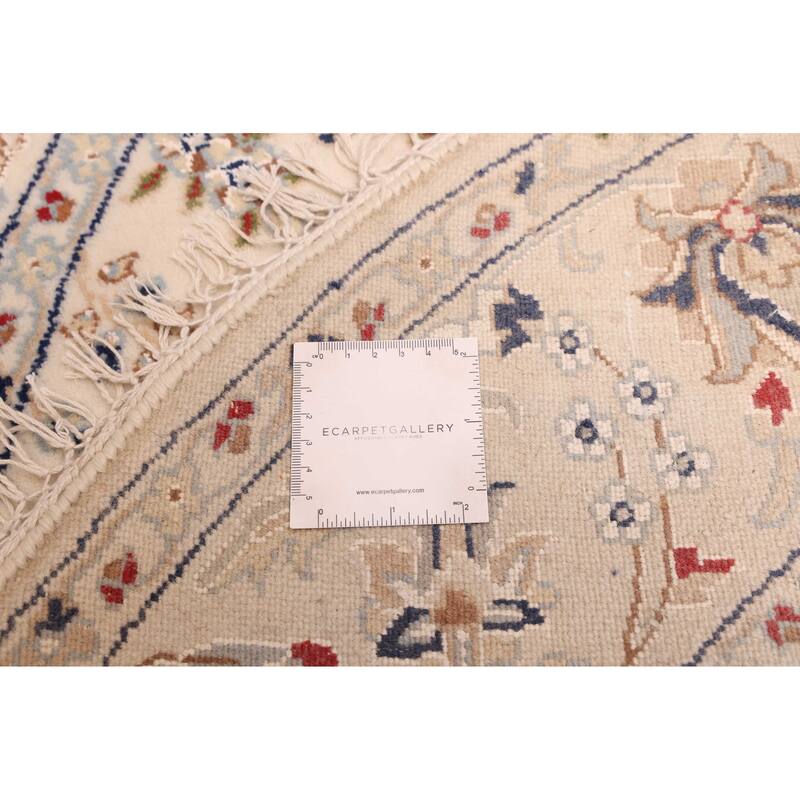 ECARPETGALLERY Hand-knotted Nain Cream Silk, Wool Rug - 4'11 x 4'11