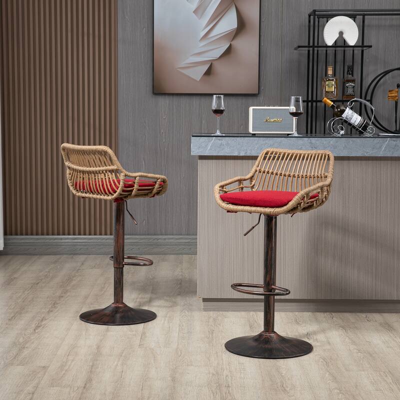 Swivel Bar Stools Set of 2 Adjustable Counter Height Chairs