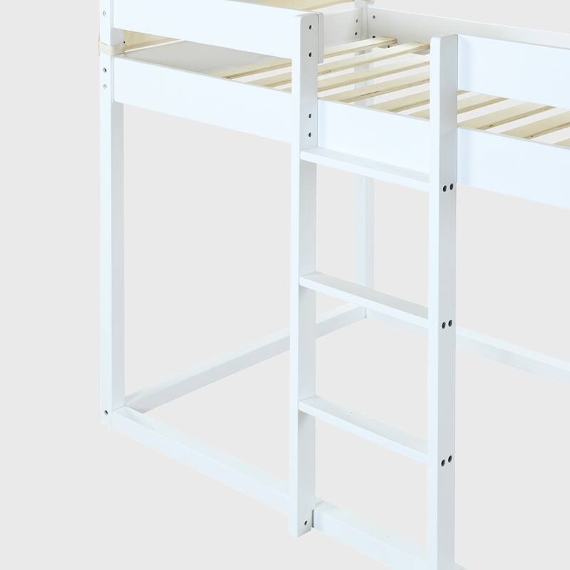 Twin Over Twin Bunk Bed Wood Bed with Tent