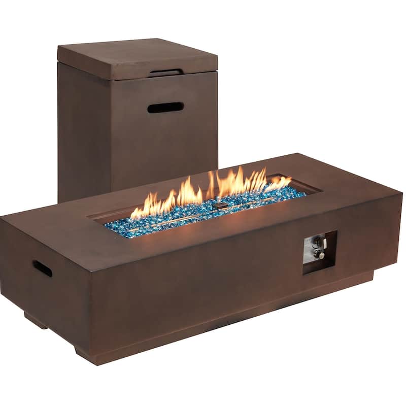 AVAWING 2-Piece 56" Outdoor Rectangle Propane Fire Pit Table
