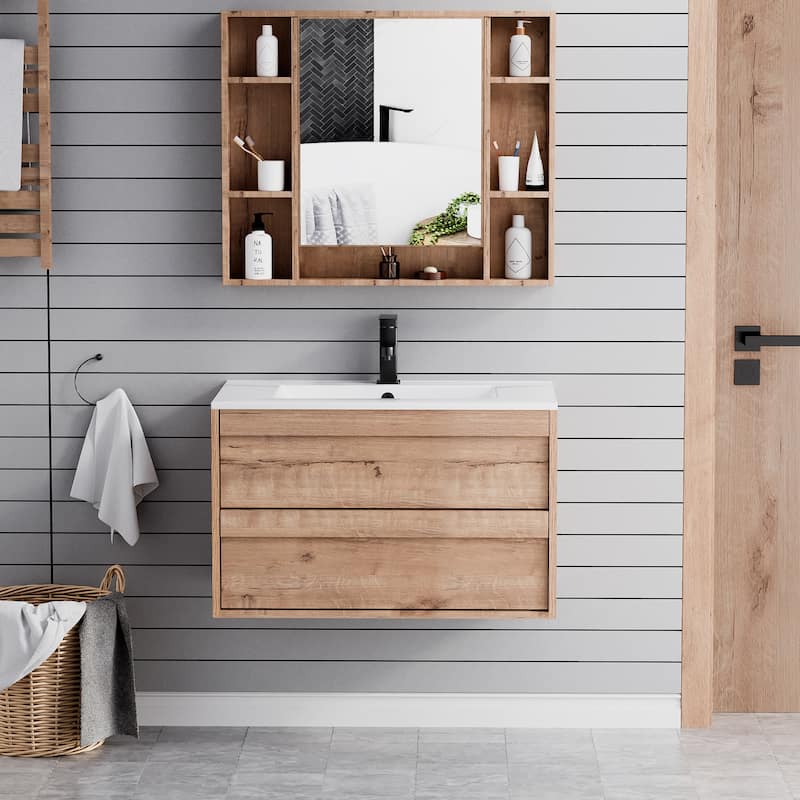 Wall Mounted Bathroom Vanity Sink Combo Cabinet Vanity Set