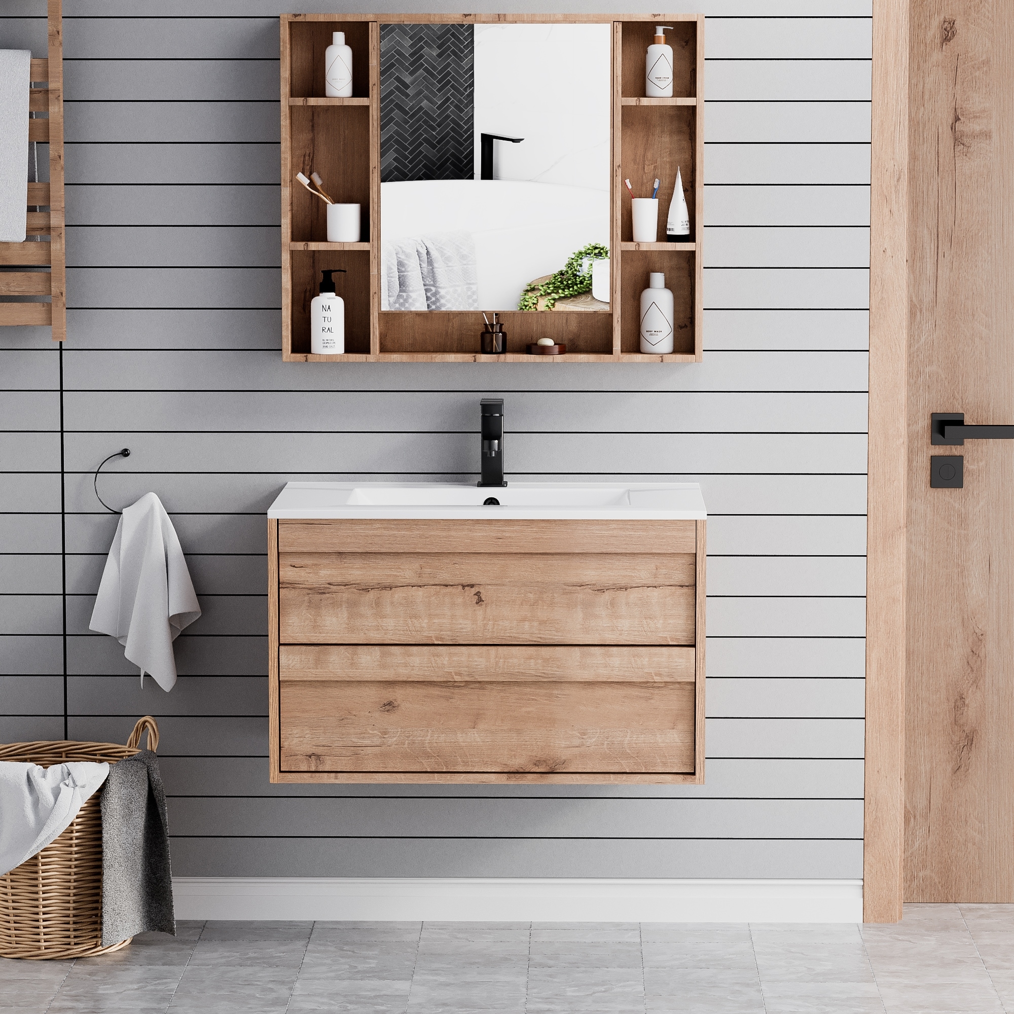 Wall Mounted Bathroom Vanity Sink Combo Cabinet Vanity Set