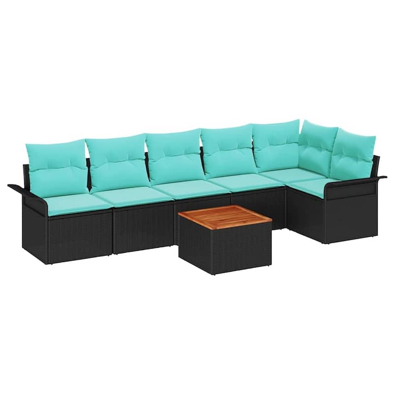 vidaXL 7 Piece Garden Sofa Set with Cushions - 117.1×52.2×27.2