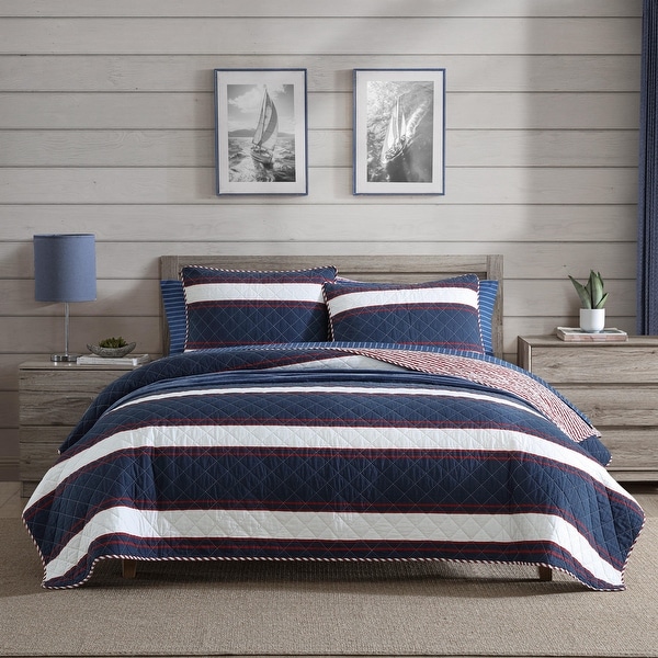 Nautica Wesley 3-Piece Quilt Set, Reversible, Prewashed Fabric