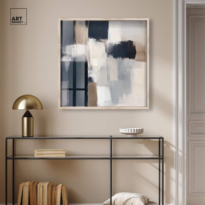 Blue and Tan Abstraction II Shadowbox by Art Remedy