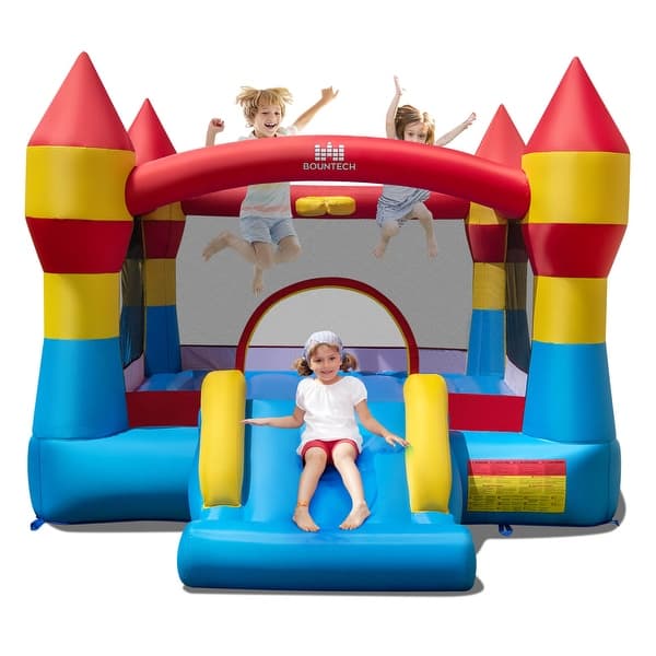 slide 2 of 8, Costway 3-in-1 Kids Bouncer with Slide Large Jumping Area & Basketball - 149.5" x 110" x 87" 149.5" x 110" x 87" - Kids