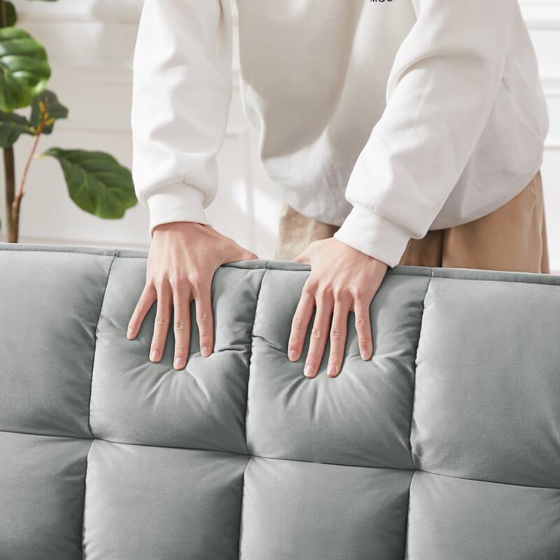 Light Gray Convertible Sofa Bed with USB Port, Folding Loveseat Sleeper Sofa Couch with Adjustable Backrest