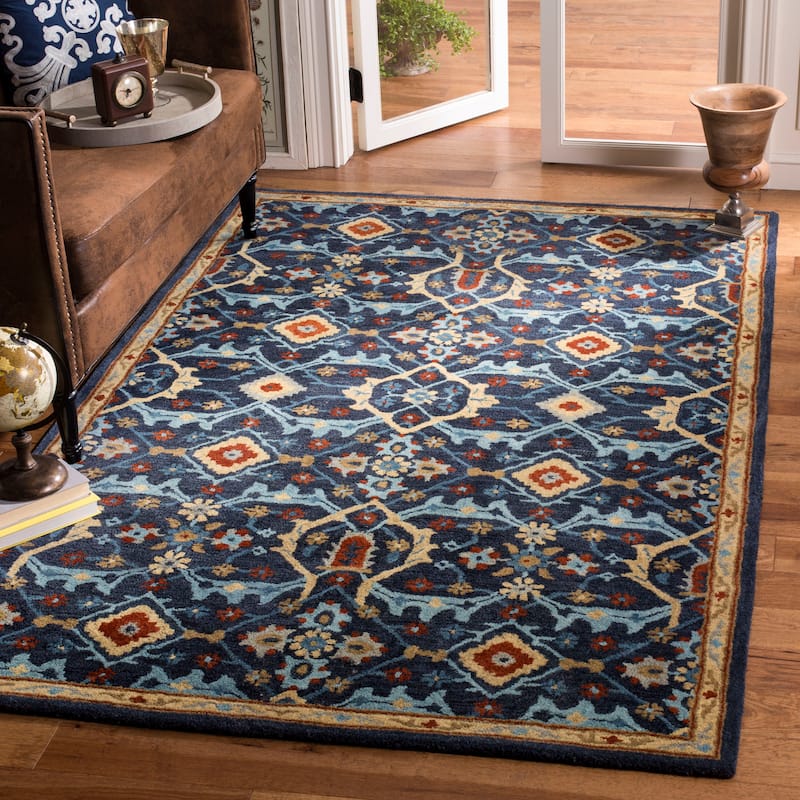 SAFAVIEH Handmade Heritage Knot Traditional Oriental Wool Rug - 8' x 10' - Navy/Multi