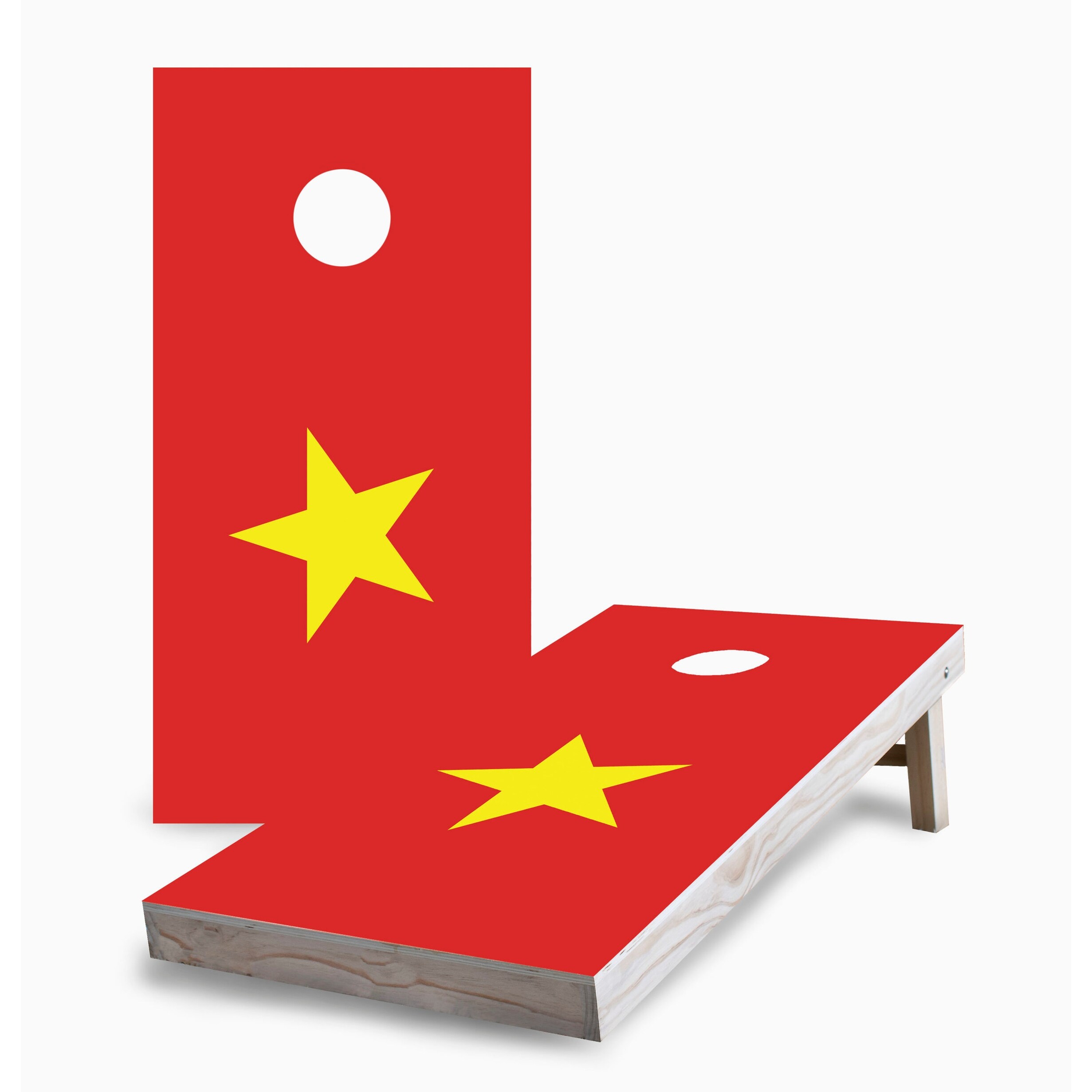 Vietnamese Flag Corn Hole Board Set w Case & Lights