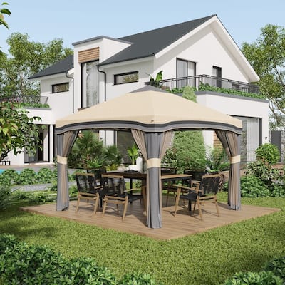Outsunny 10' x 10' Pop Up Canopy with Netting, Foldable Tents for Parties, Height Adjustable