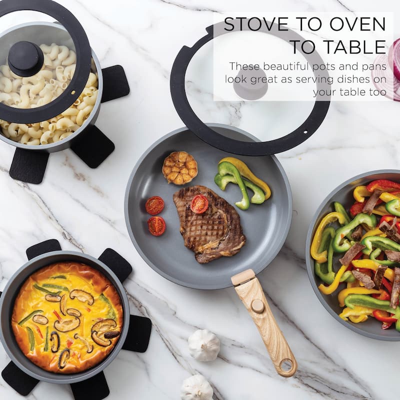 Country Kitchen 16 Piece RV Cookware Set Ceramic with Removable Handle Oven Safe.