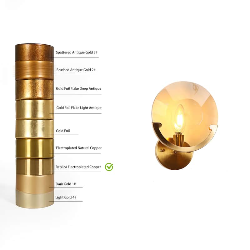 Modern Gold 1-Light Crystal Wall Sconce Bathroom Vanity Light - Dia. 7.9" x H 10.6"