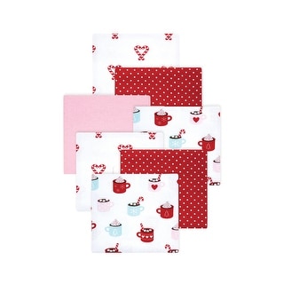 Little Treasure Hudson Baby Girls Cotton Poly Flannel Receiving Blankets Multipack, Red Hot Cocoa, 30x30 inches