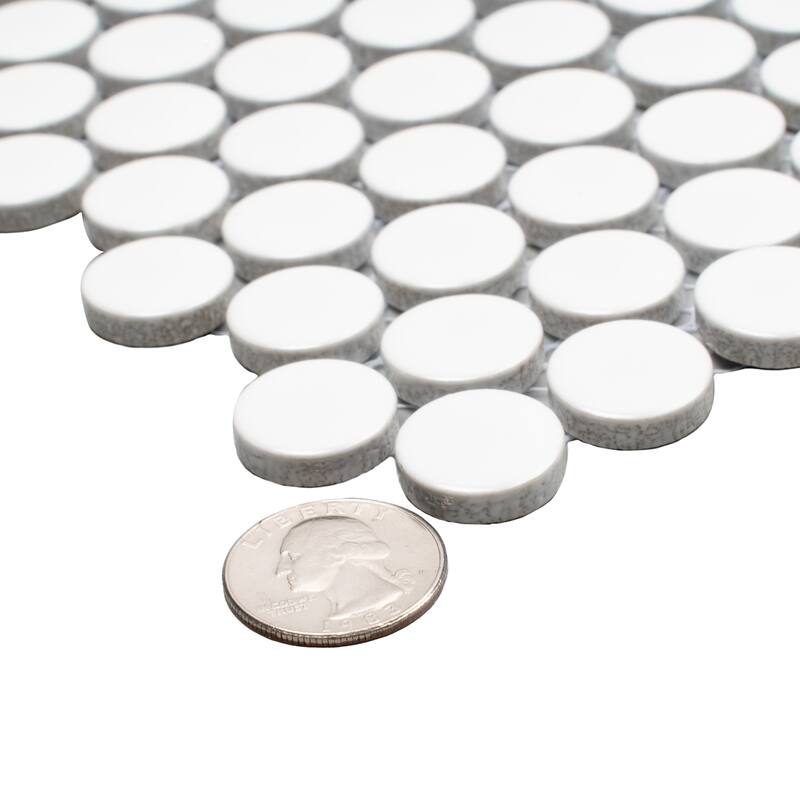 Apollo tile 12" x 12" Cirkel Glossy Cotton White Porcelain Tile (9.87 sq ft/case) - 10 Pack