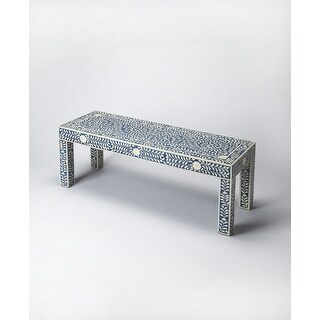 Blue and Ivory Bone Inlay Bench - Bed Bath & Beyond - 36108022