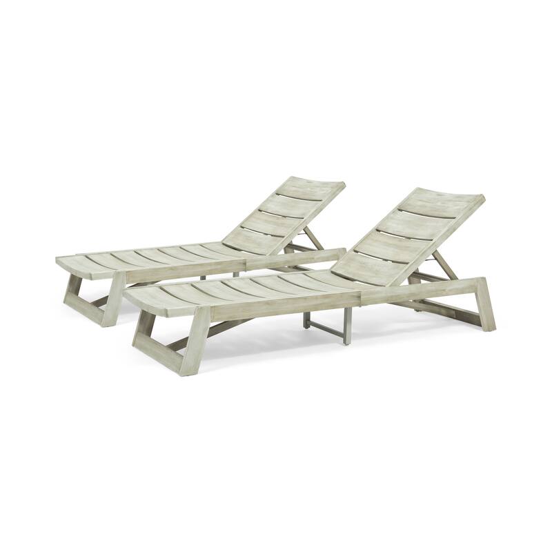 Maki Outdoor Wood Chaise Lounges (Set of 2) by Christopher Knight Home