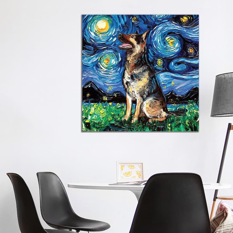 iCanvas "German Shepherd Night II" by Aja Trier Canvas Print - 37x37x1.5