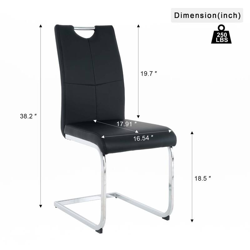 PU Dining Chair Living Room Chair with Silver Leg(Set of 4)