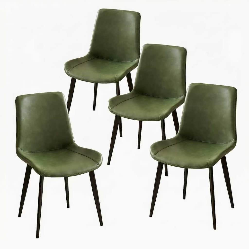 Dining Chairs 4PCS, Modern Kitchen Dining Room Chairs, Upholstered Faux Leather Cushion Seat and Sturdy Metal Legs