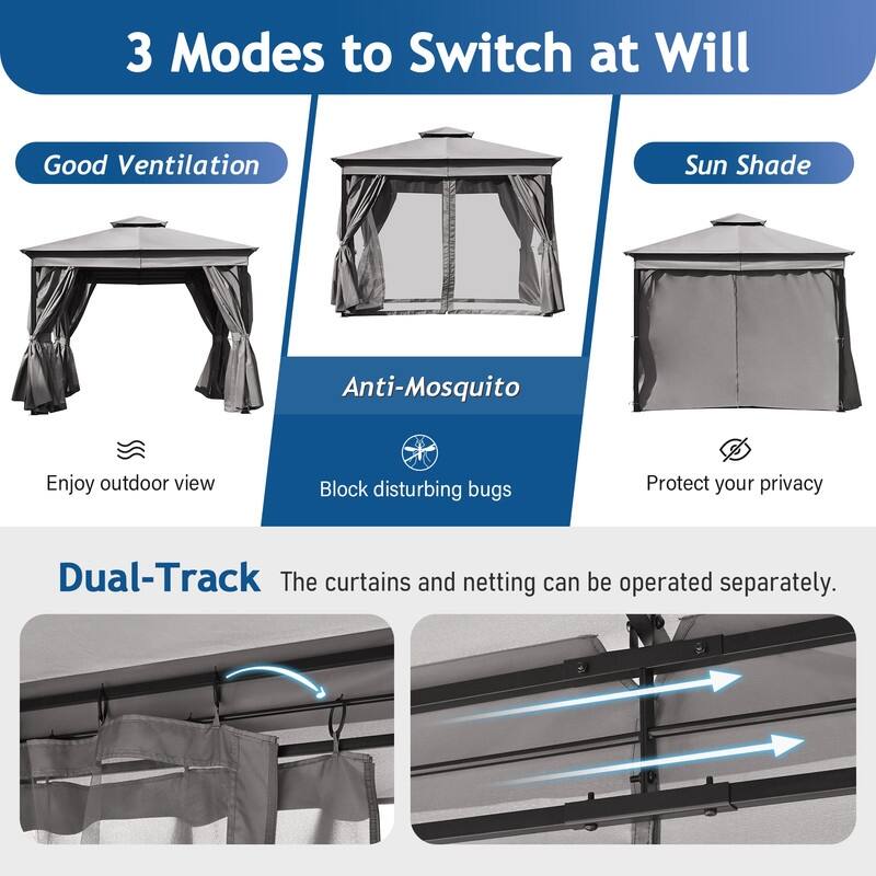 Spruce & Spring Outdoor Gazebo Tent with Double Roofs