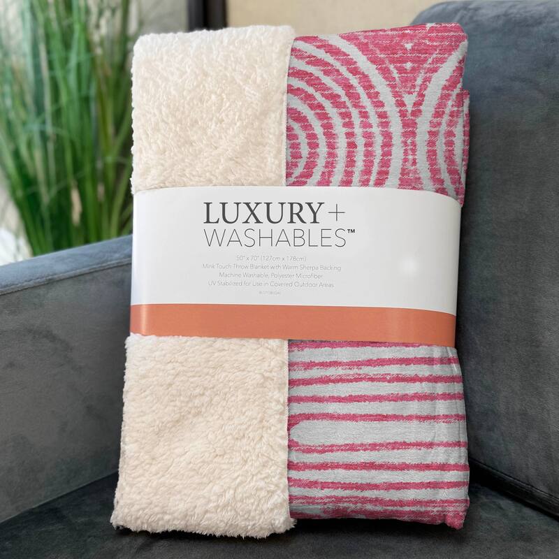 Premium Machine Washable Contemporary Sherpa Throw Blanket