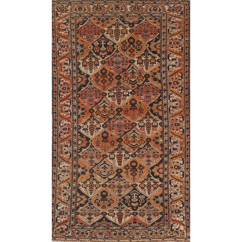 Garden Design Bakhtiari Persian Vintage Area Rug Handmade Wool Carpet - 4'11"x 9'10"