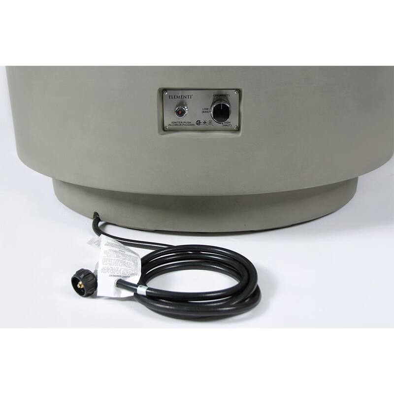 Elementi Plus Colosseo Outdoor Fire Pit Table Concrete Round 60000 BTU - 40.9 x 40.9 inches with Lid, Fire Glass, and Cover