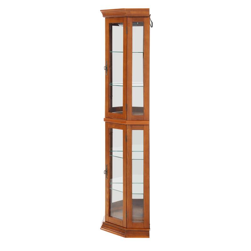 Corner Display Cabinet with Tempered Glass Doors