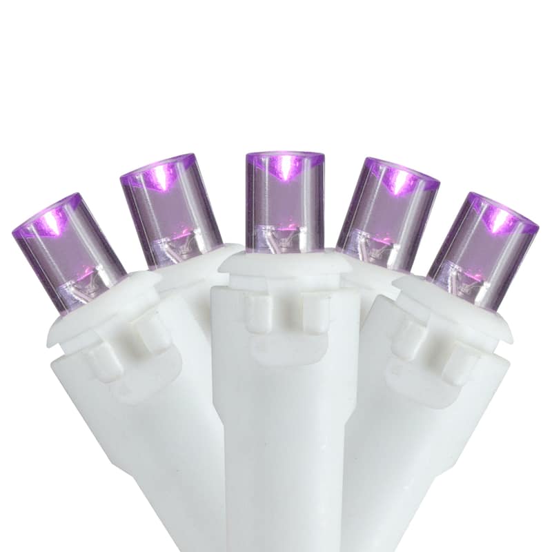 100 Count Purple LED Wide Angle Icicle Christmas Lights 5.5 ft White Wire - 5.5'