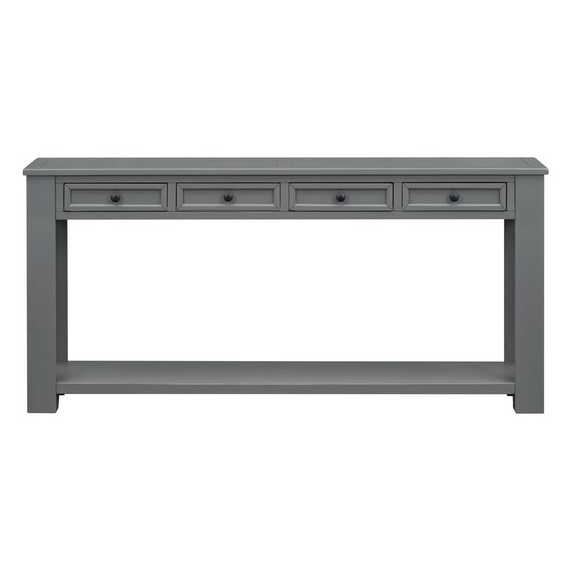 Rustic Chic Console Table with 4 Drawers & Bottom Shelf