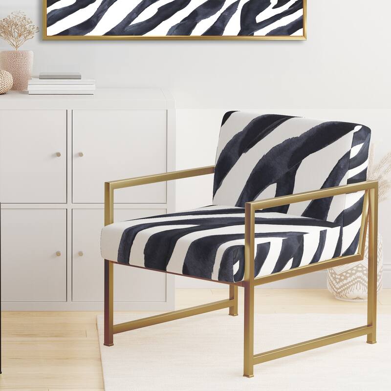 Designart "Zebra Striped " Upholstered Cabin & Lodge Accent Chair and Arm Chair