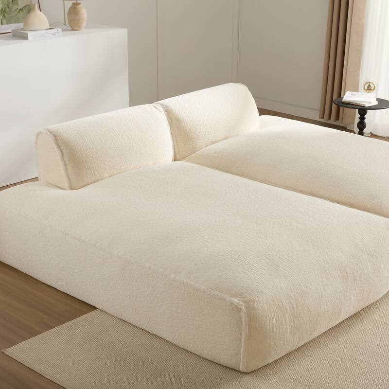 Oversized Modular Sectional Sofa,Fully Compressed,Spacious Foam-Filled Sofa Bed,2 PC Free Combination,No Assembly Required
