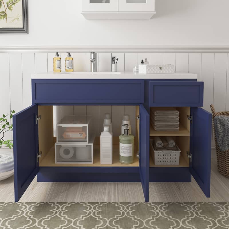 Vanity Art 51" Birch Freestanding Bathroom Vanity Cabinet without Top