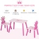 preview thumbnail 6 of 13, Qaba 3-Piece Set Kids Wooden Table Chair with Crown Pattern Easy to Clean Gift for Girls Toddlers Age 3 to 8 Years Old Pink