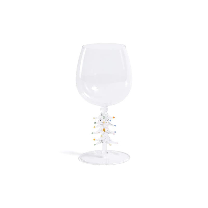 Treetop Cheers Wine Glasses - Holiday Stemware, Set of 4 - Clear