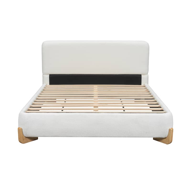 Full / Queen / King Elegant Boucle Upholstered Bed with Sturdy Wooden Legs and Luxurious Comfort