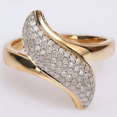 Miadora 3/8ct TDW Diamond Clustered Bypass Ring in Yellow Plated Sterling Silver