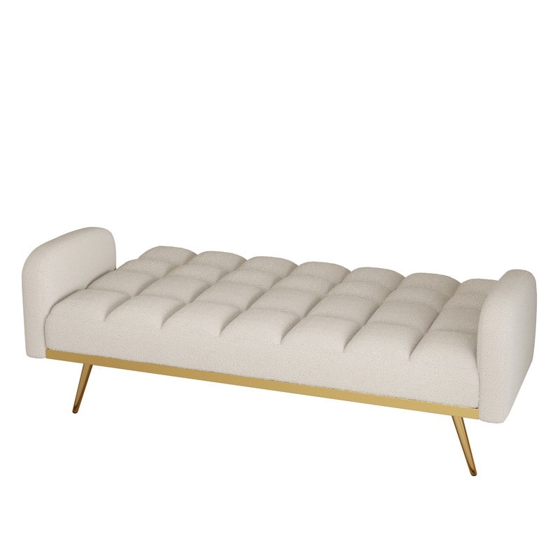 68.5-inch teddy velvet sofa bed with throw pillows