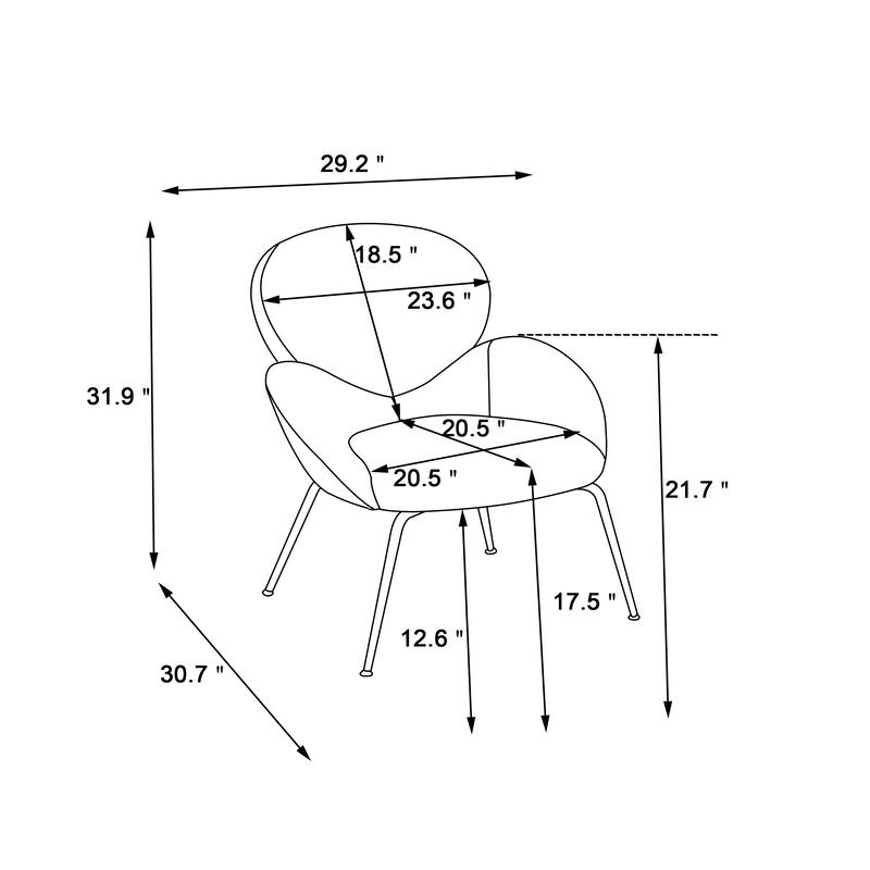 Modern Sherpa Dining Chairs w/ Metal Legs Lounge Chair and Upholstered