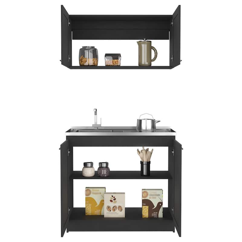 Cabinet Set, Garage, Black,30,8" H X 39,3" W X 20,4"D