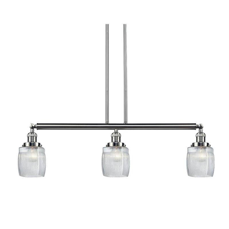 Innovations Lighting Colton 3 Light 38" Wide Linear Chandelier - Brushed Satin Nickel / Thick Clear Halophane