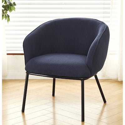 US Pride Furniture Corduroy Design Luxury Elegance Modern Channel Chair with Black Metal Legs Complement the Chic