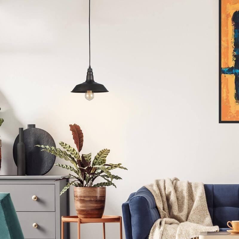 Farmhouse 1-Light Rustic Barn Pot Industrial Pendant Lights for Kitchen Island